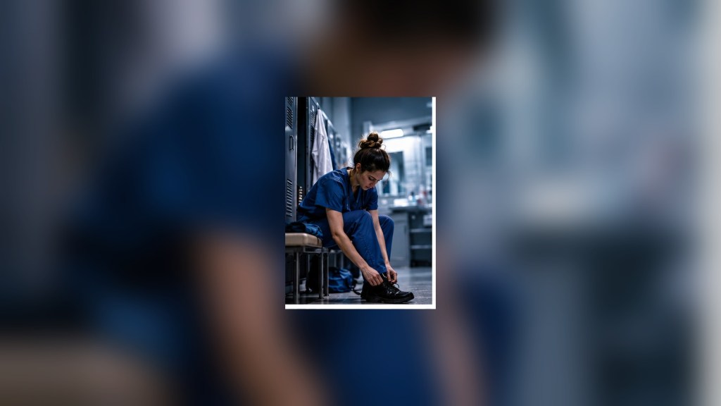 Junior surgical resident preparing for an early hospital shift