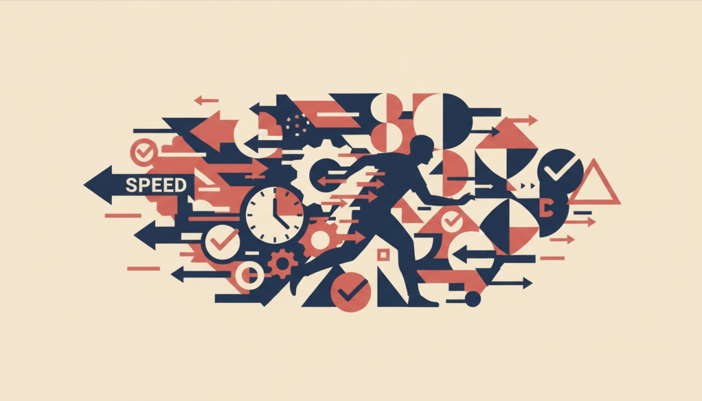 Geometric illustration representing speed, precision and controlled workflow in surgical residency.